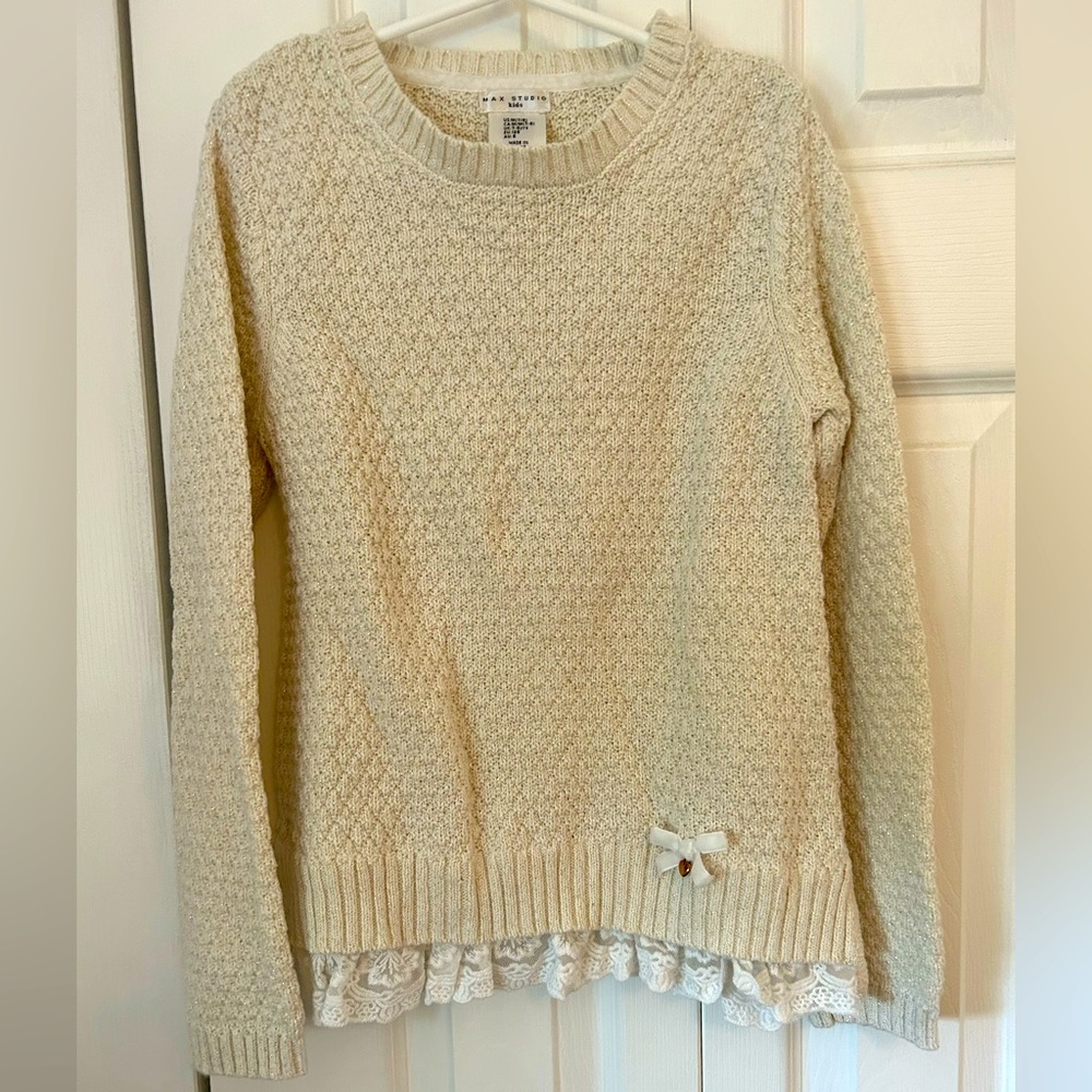 Cream Sweater with Lace Detail
